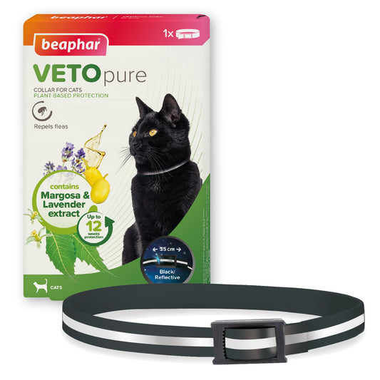 Beaphar Vetopure Black Reflective Cat Collar