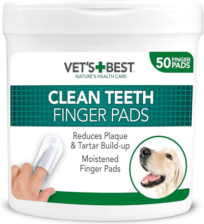 Vets Best Clean Teeth Finger Pads 50 Pad Tub