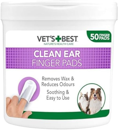 Vets Best Clean Ear Finger Pads 50 Pad Tub