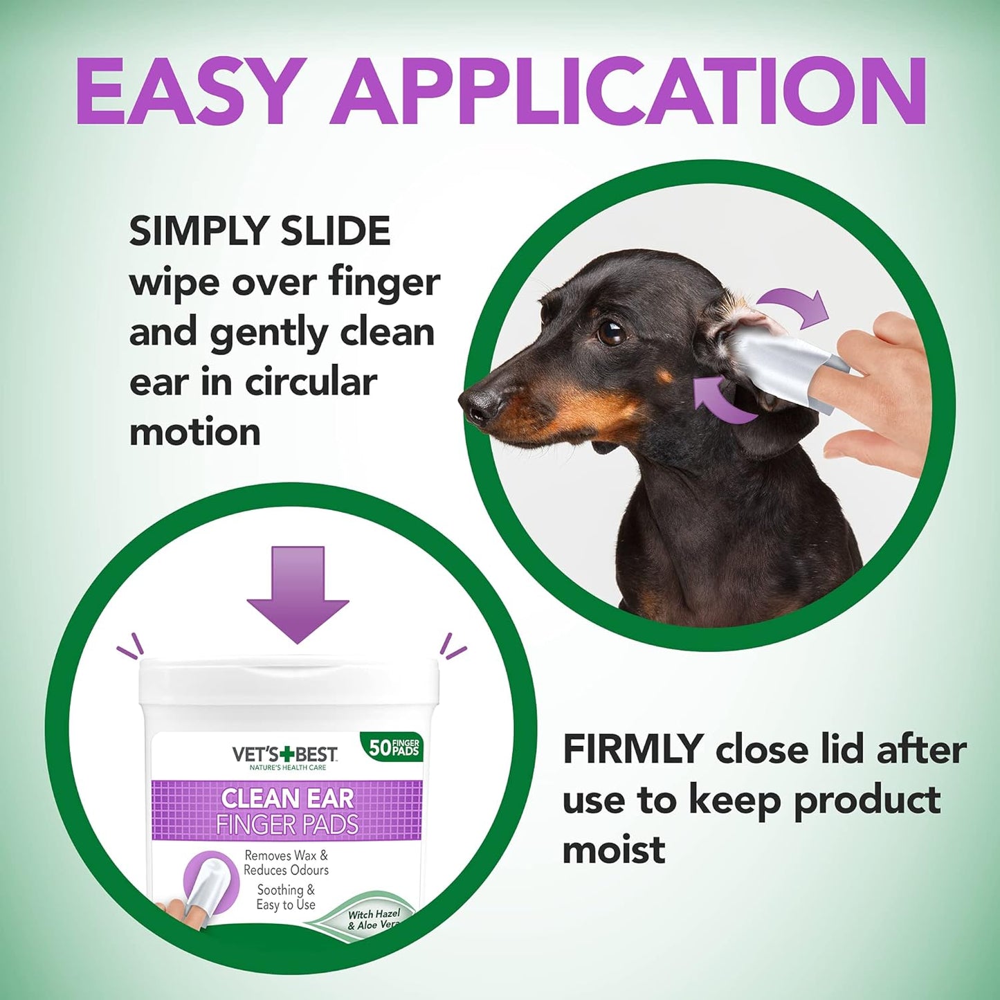 Vets Best Clean Ear Finger Pads 50 Pad Tub