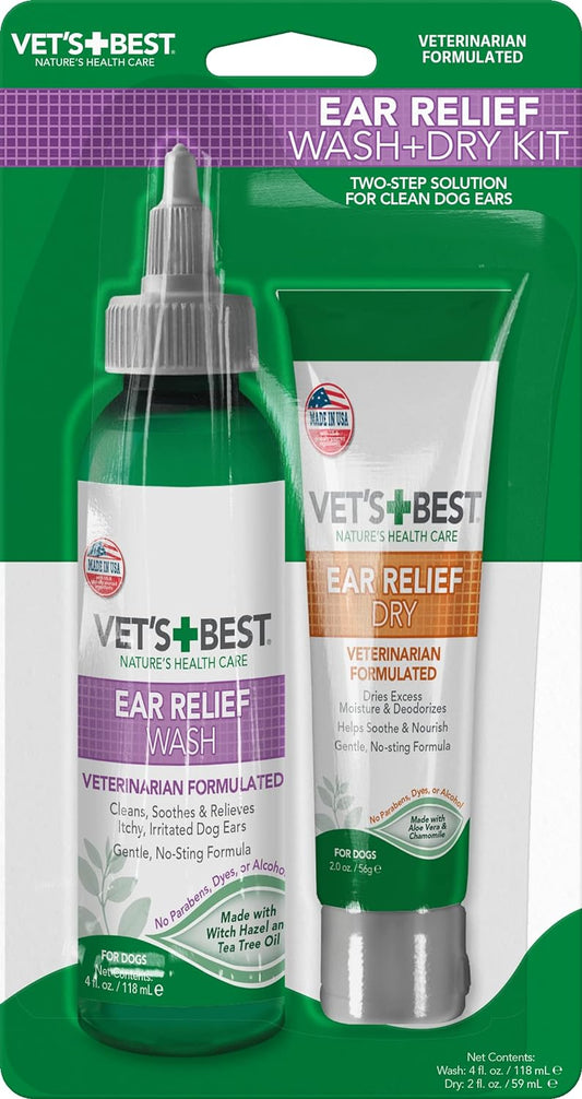 Vets Best Dog Ear Cleaner Wash & Dry Kit