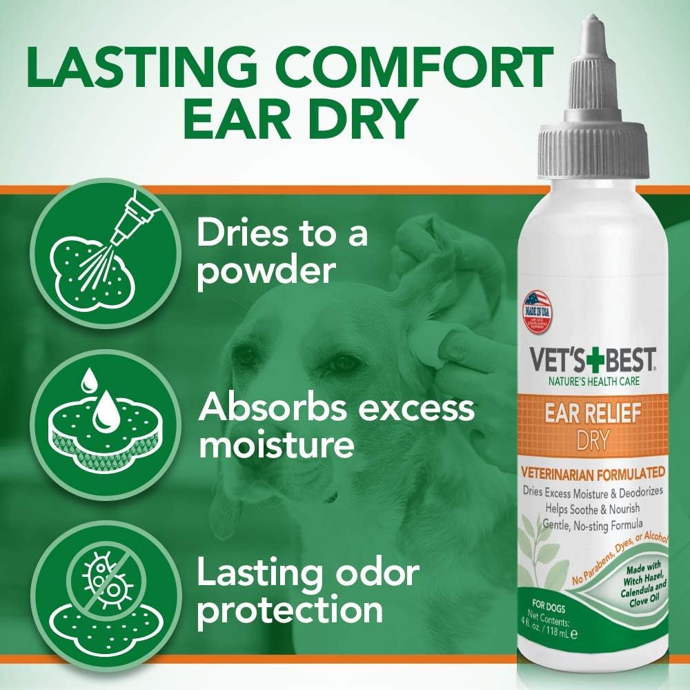 Vets Best Dog Ear Cleaner Wash & Dry Kit