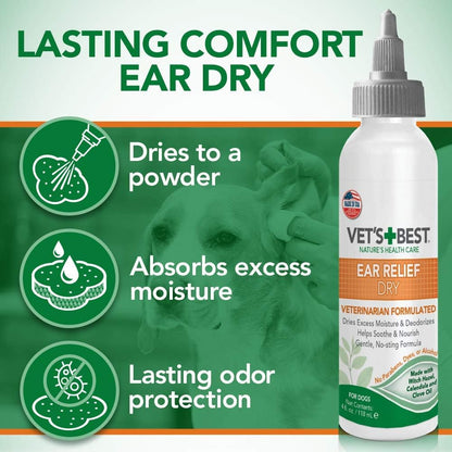 Vets Best Dog Ear Cleaner Wash & Dry Kit