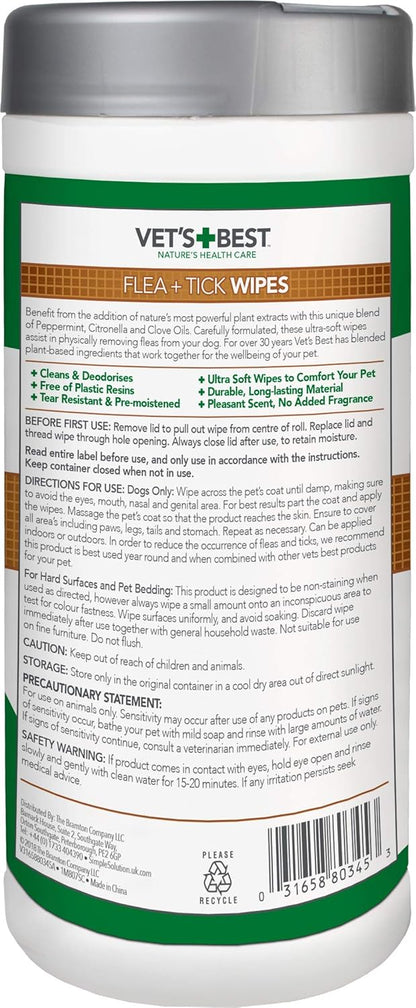 Vets Best Flea & Tick Wipes 50 Tub