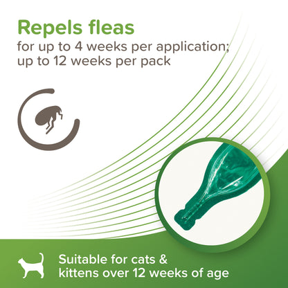 Beaphar VetoPure Cat Spot-On – 12 Week Flea & Tick Treatment, Natural Ingredients