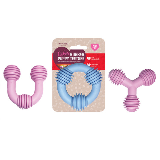 Cyber Rubber Puppy Teether Shapes Assorted Colours