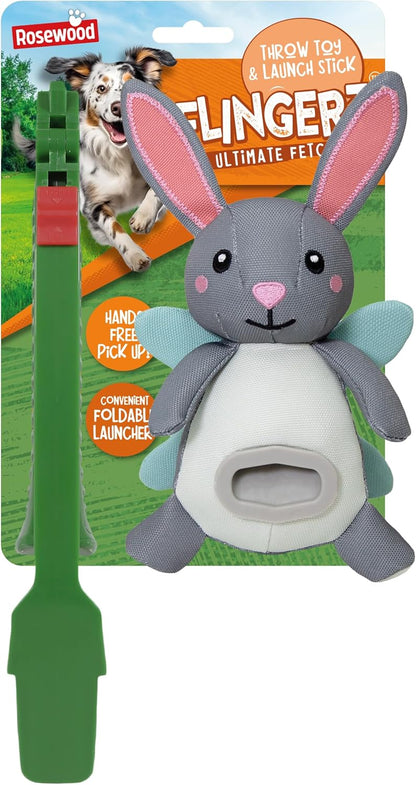 Rosewood Flingerz Dog Toy Throw & Fetch Rabbit