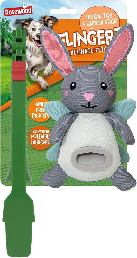 Rosewood Flingerz Dog Toy Throw & Fetch Rabbit