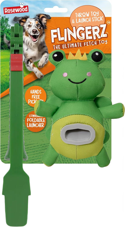 Rosewood Flingerz Dog Toy Throw & Fetch Frog