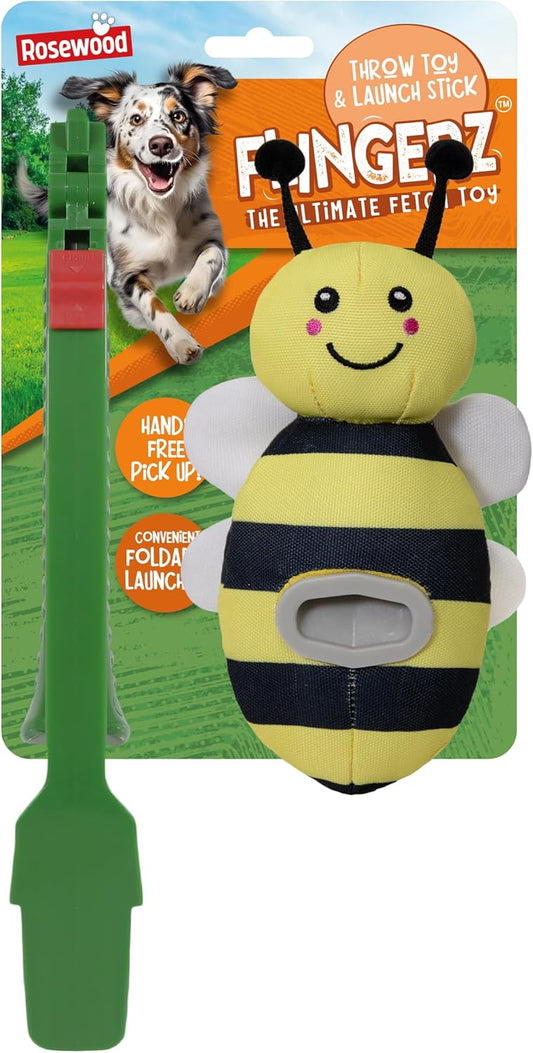 Rosewood Flingerz Dog Toy Throw & Fetch Bee