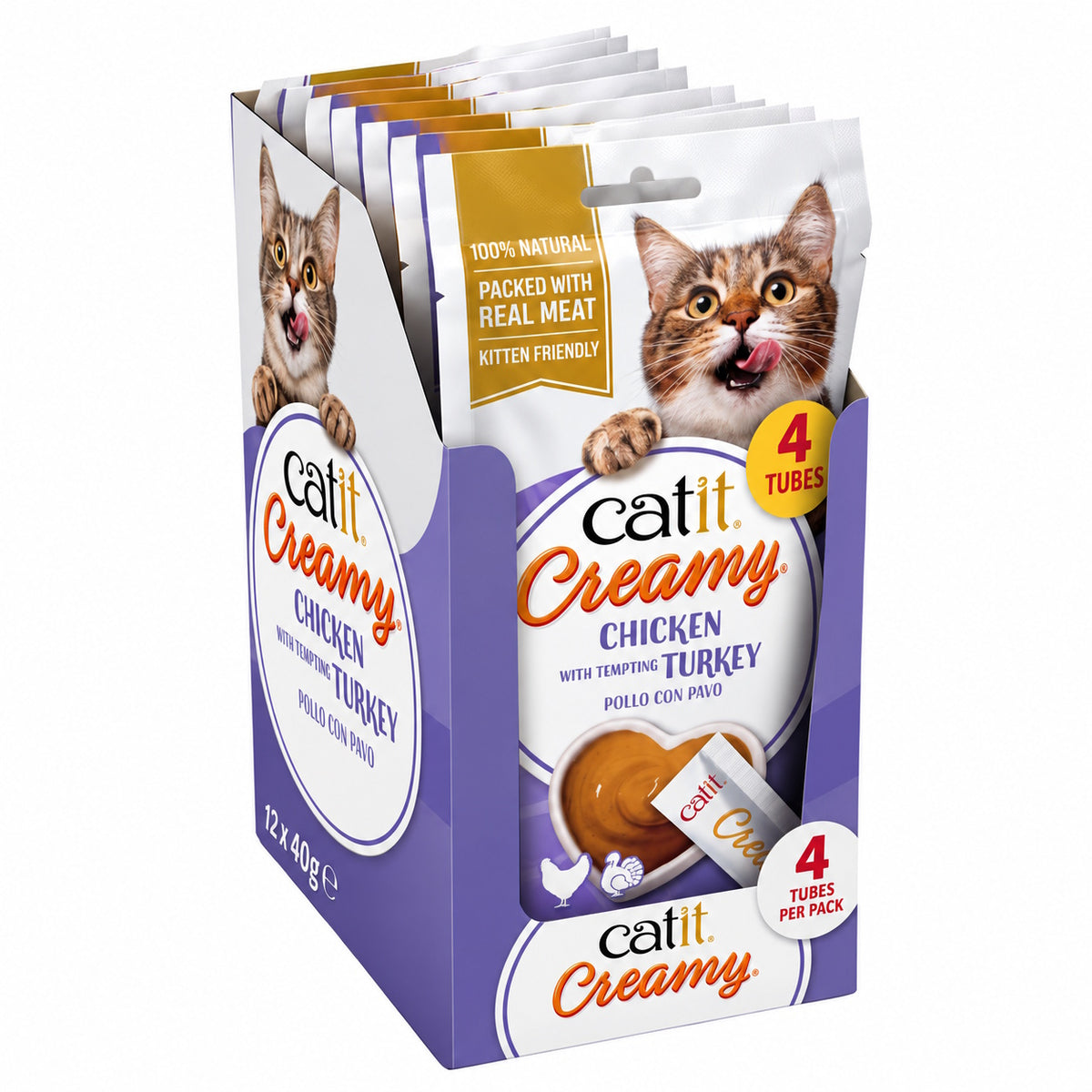 Catit Creamy Treats Chicken & Turkey Cat Treats 4 x 10g