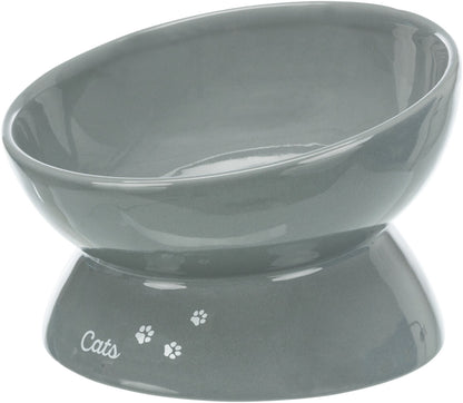 Trixie XXL Elevated Ceramic Cat Food Bowl Grey 350ml 17cm