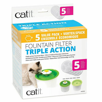 Catit Triple Action Fountain Filter 5 Pack
