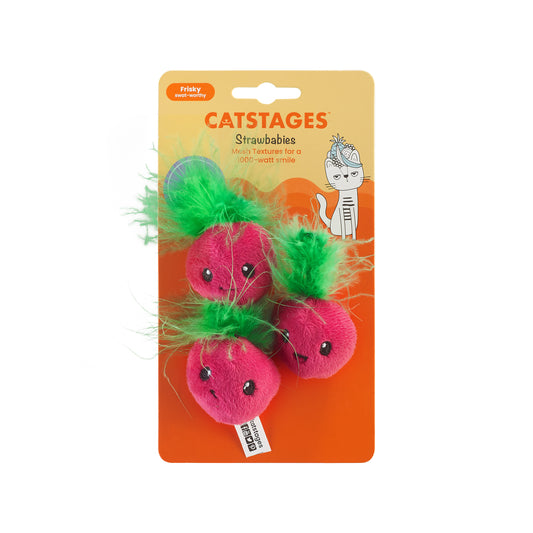 Catstages Catnip Strawbabies Fun Feathers Cat Toy 3pcs
