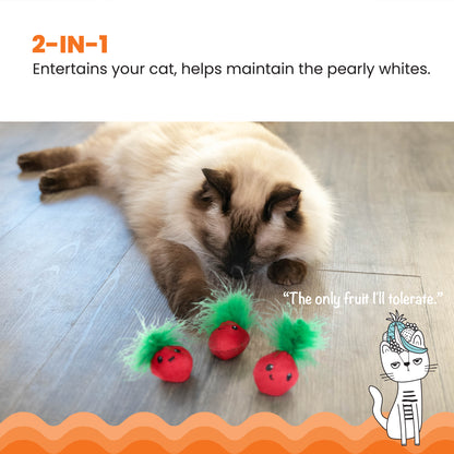 Catstages Catnip Strawbabies Fun Feathers Cat Toy 3pcs