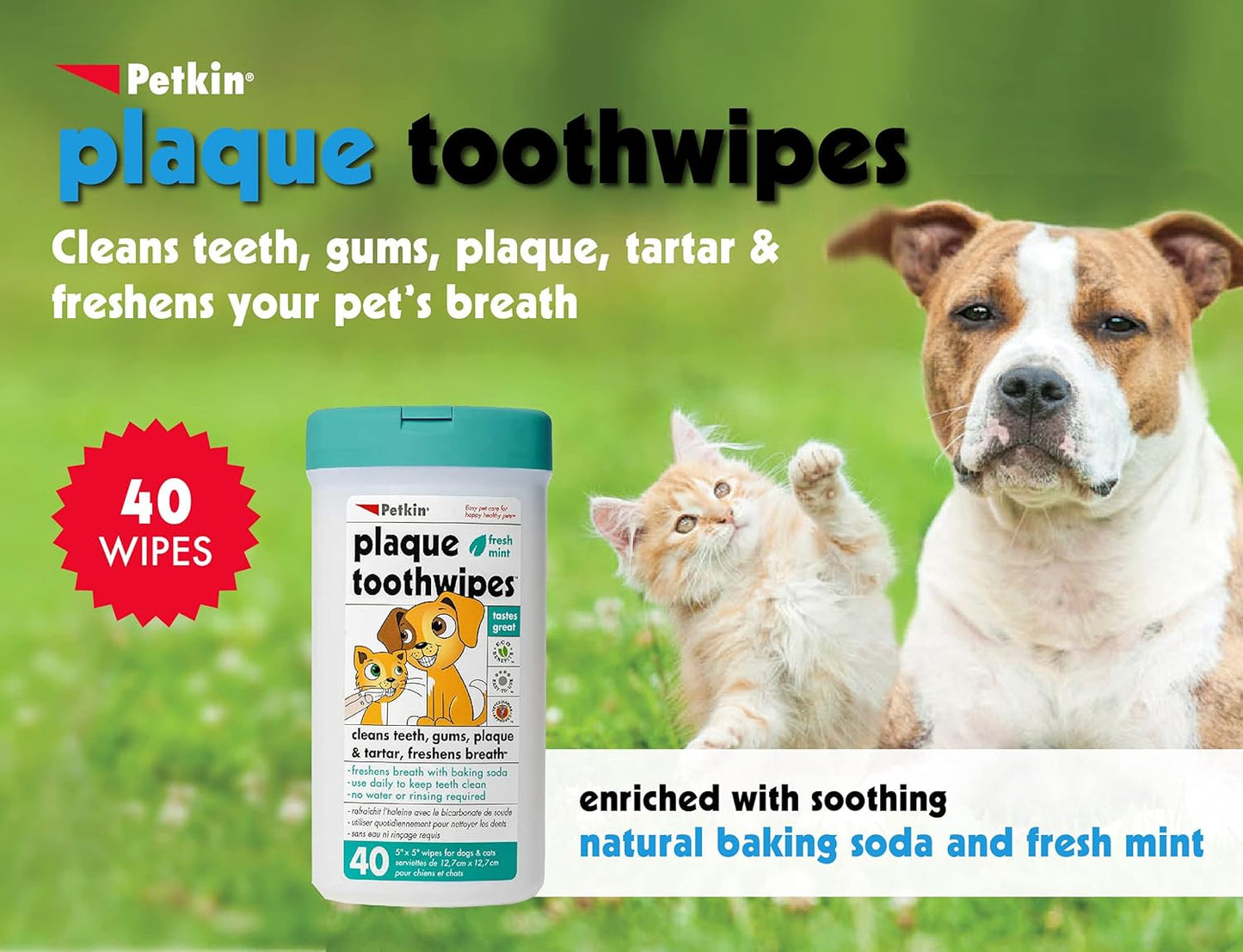 Petkin Dog Tooth Wipes Pack Of 40