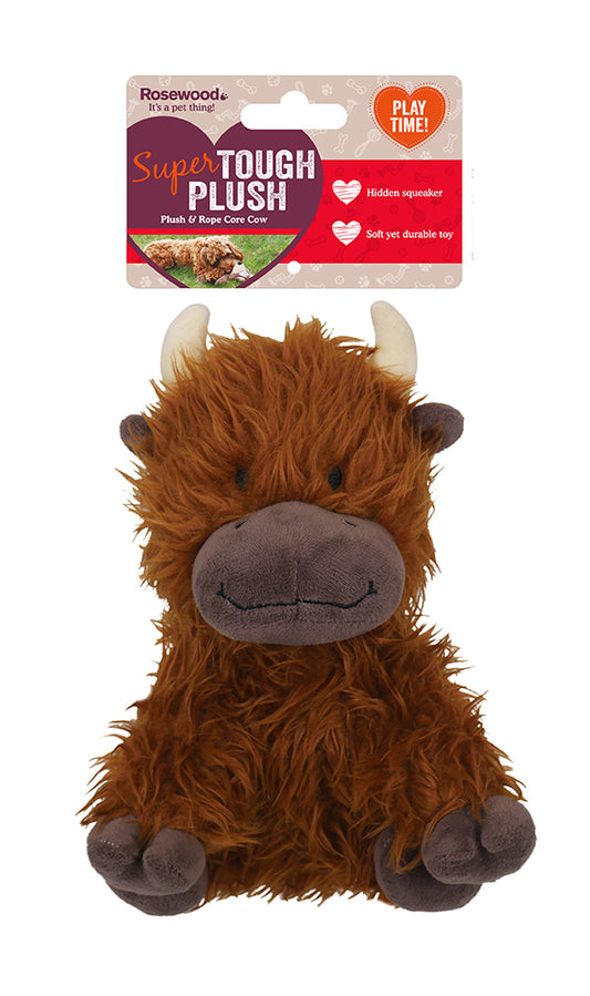 Rosewood Tough Rope Core Cow Squeaky Toy