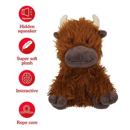 Rosewood Tough Rope Core Cow Squeaky Toy