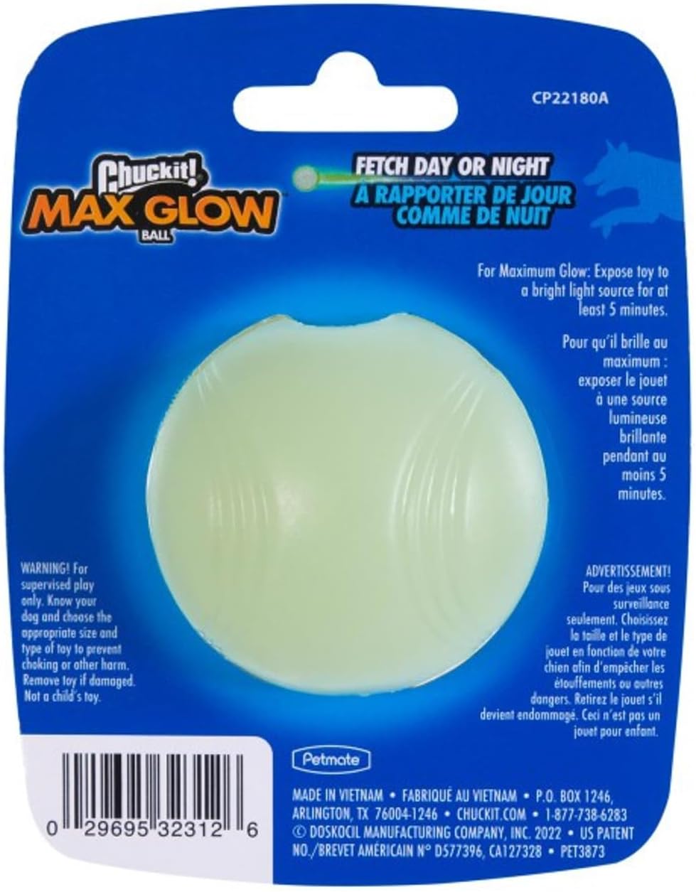 Chuckit! Max Glow Ball Small 4.8cm 1 Pack