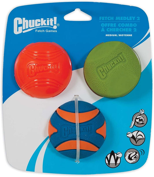 Chuckit! Fetch Medley 2 Assorted Medium 6.5cm 3 Pack
