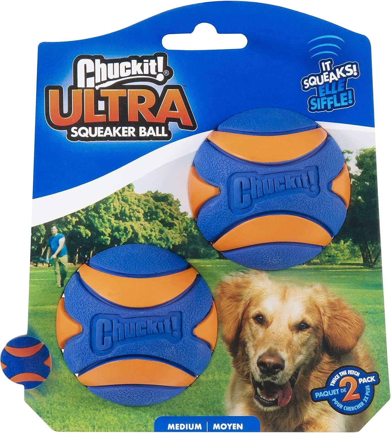 Chuckit! Ultra Squeaker Ball Medium 6.5cm 2 Pack