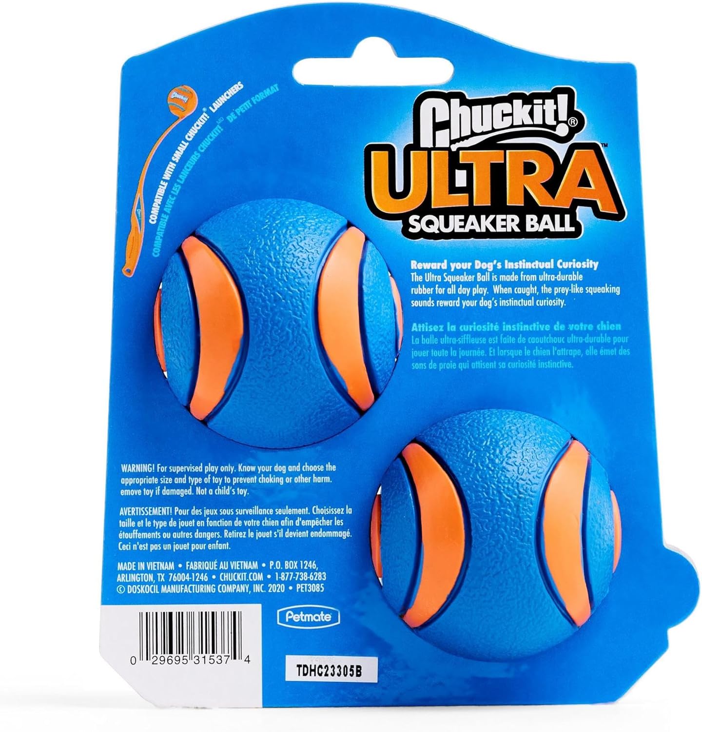 Chuckit! Ultra Squeaker Ball Medium 6.5cm 2 Pack