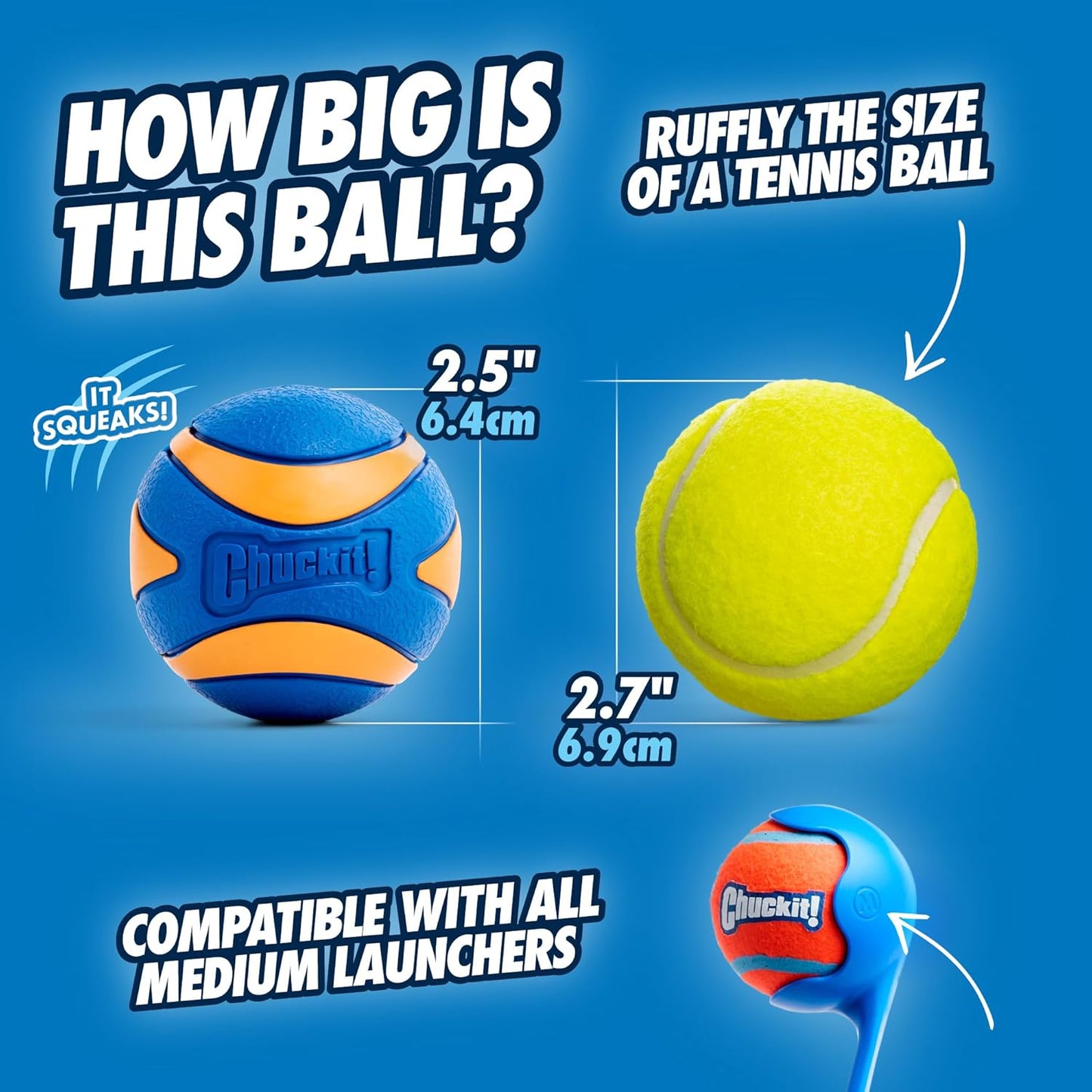 Chuckit! Ultra Squeaker Ball Medium 6.5cm 2 Pack