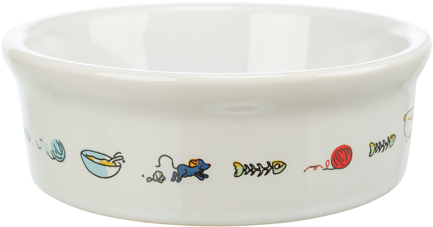 Trixie Comic Cat With Mouse Ceramic Bowl 200ml 12 cm