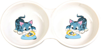 Trixie Double Bowl Comic Cat 2 x 150ml