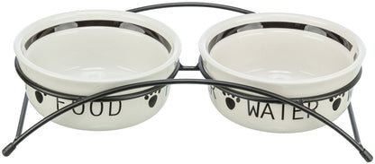 Trixie Eat On Feet Ceramic Cat Bowl Set White Bowls