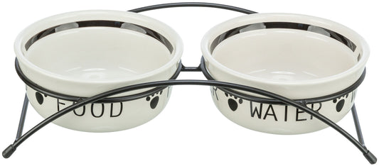 Trixie Eat On Feet Ceramic Cat Bowl Set White Bowls