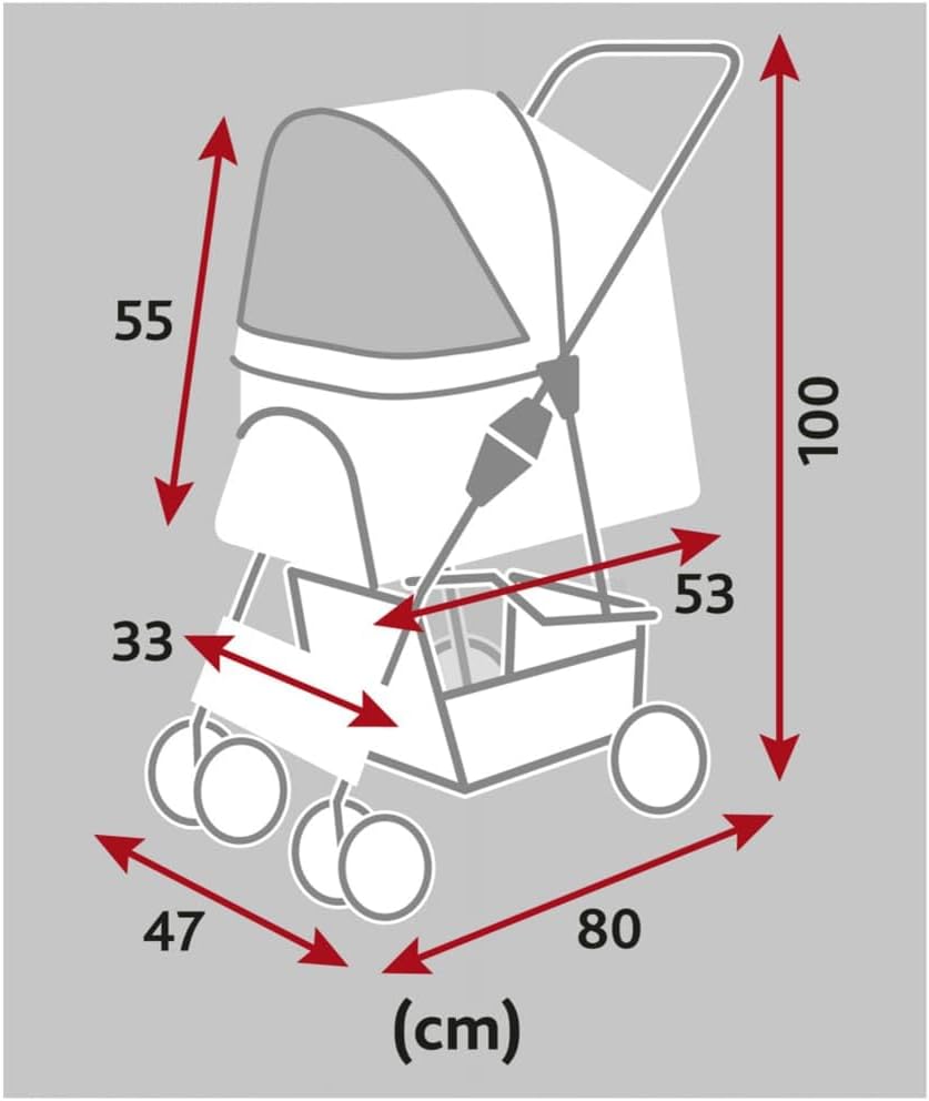 Trixie Pet Buggy Grey A47 x 100 x 80cm