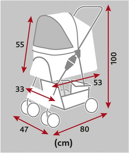 Trixie Pet Buggy Grey A47 x 100 x 80cm