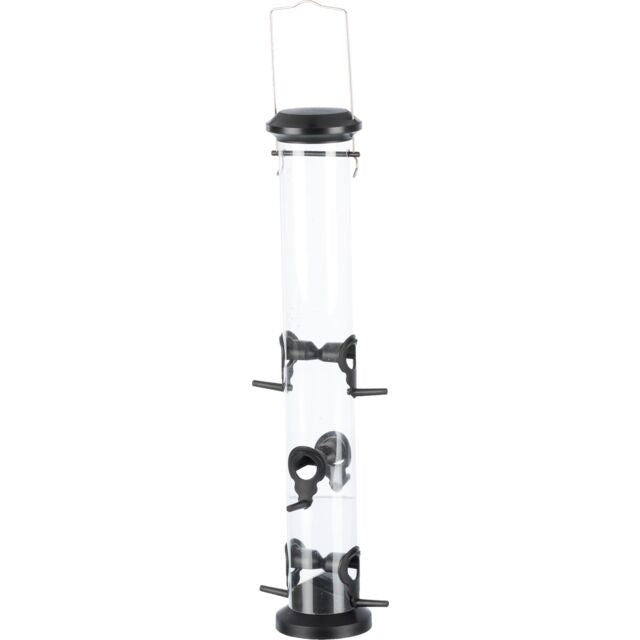 Trixie Black Plastic Wild Bird Seed Feeder 1000Ml 6 Port 48cm