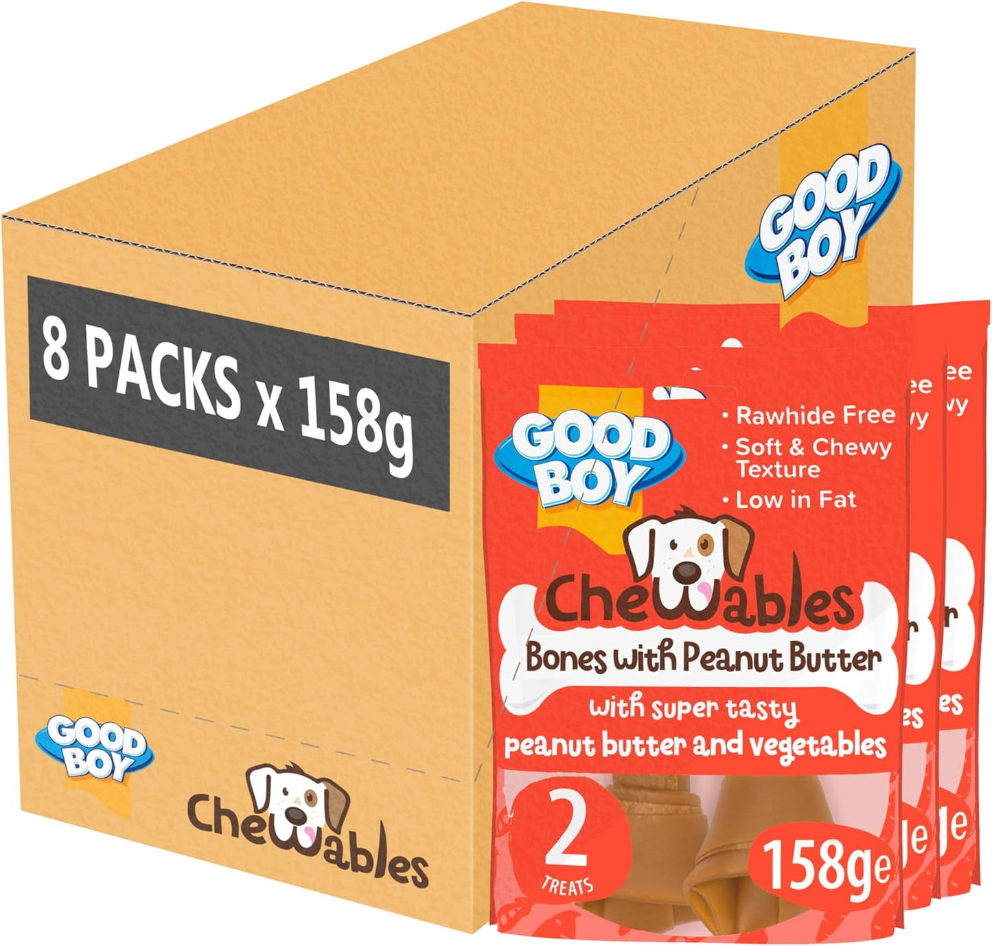 Good Boy Chewables Medium Peanut Butter & Vegetable Bones 2 Pcs 158g