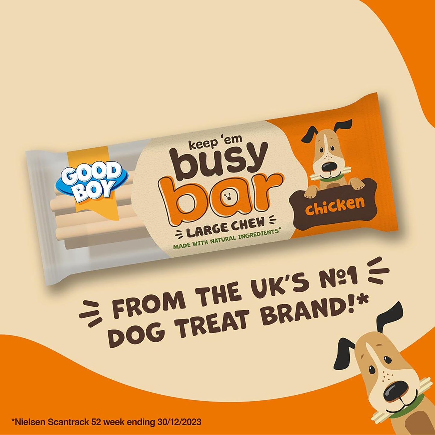 Good Boy Large Busy Bar Chicken Dog Chew Treat 90g – Rawhide-Free, Low-Fat, Natural Ingredients