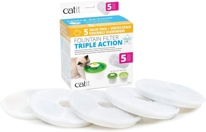 Catit Triple Action Fountain Filter 5 Pack