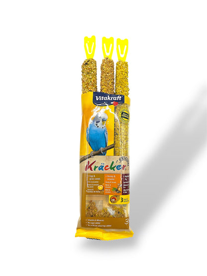 Vitakraft Trio Mix Budgie Kracker Sticks Egg Apricot & Honey Triple Pack