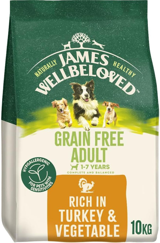 James Wellbeloved Grain Free Adult Turkey & Vegetable Dog Food 10kg