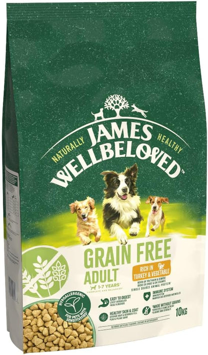 James Wellbeloved Grain Free Adult Turkey & Vegetable Dog Food 10kg