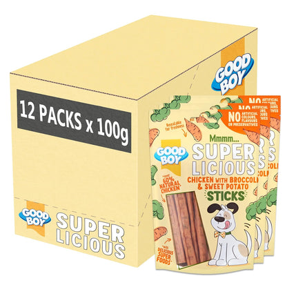 Good Boy Super Licious Chicken & Broccoli Sweet Potato Sticks 100g