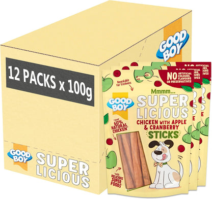 Good Boy Super Licious Chicken & Apple Cranberry Sticks 100g