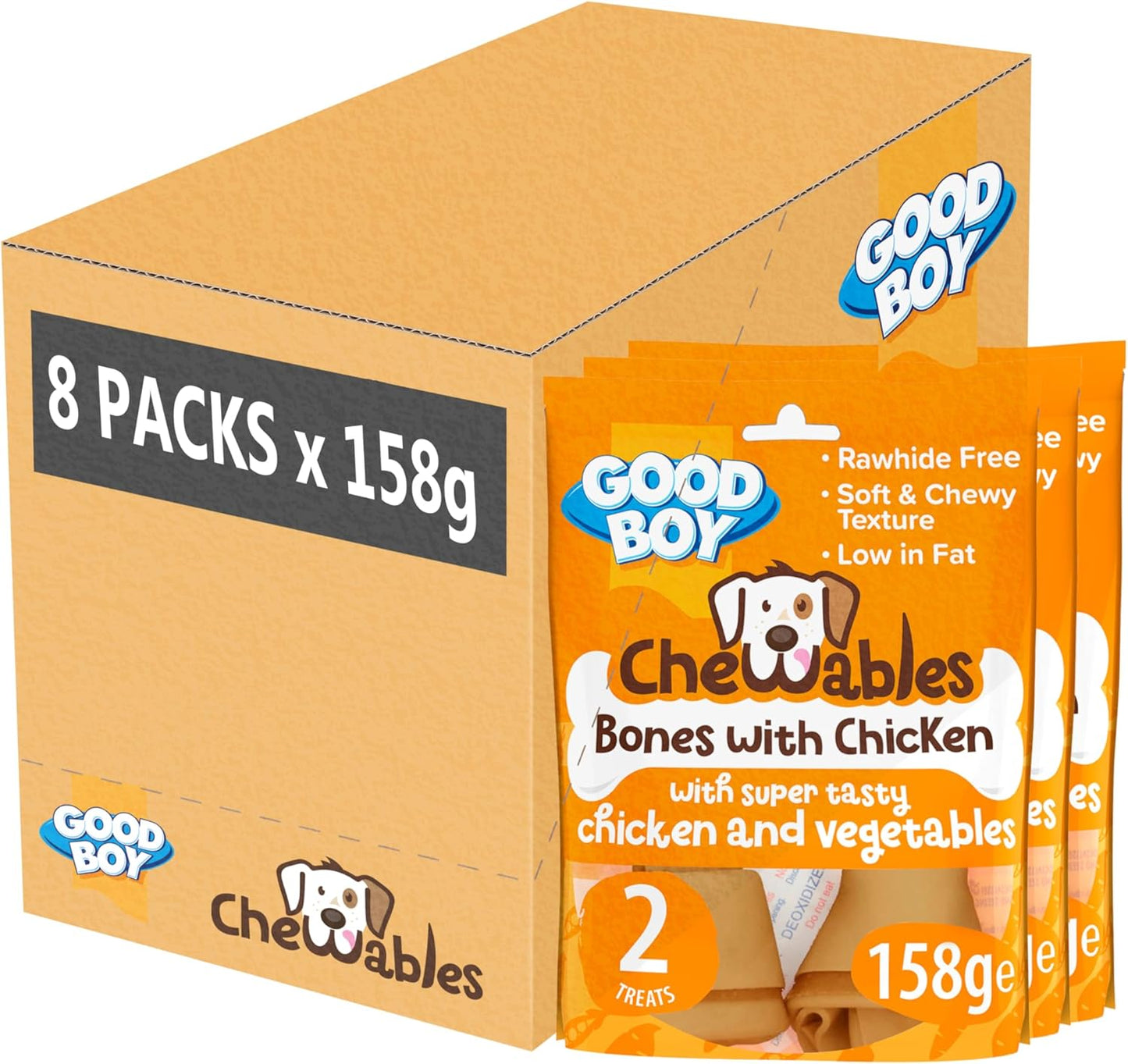 Good Boy Chewables Medium Chicken & Vegetable Bones 2 Pcs 158g