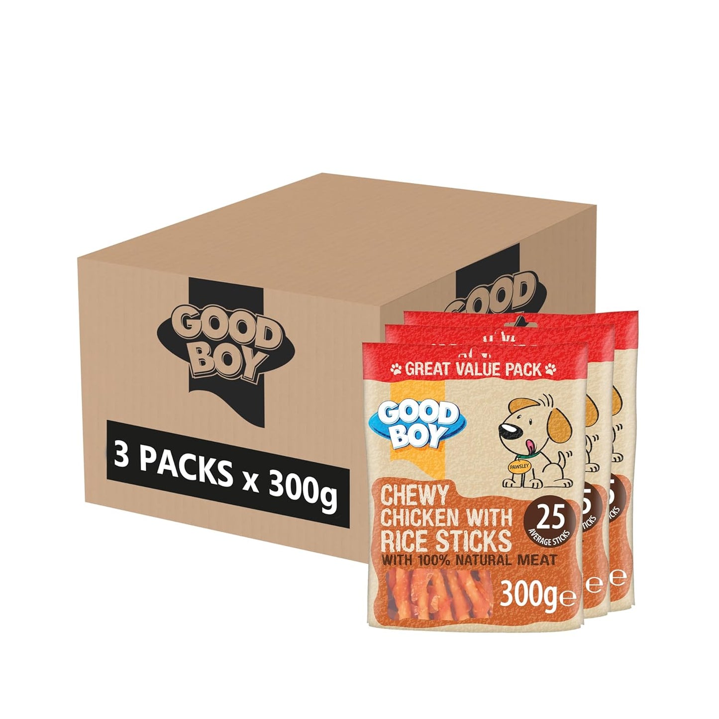 Good Boy Chewy Chicken With Rice Sticks Value Bag 300g