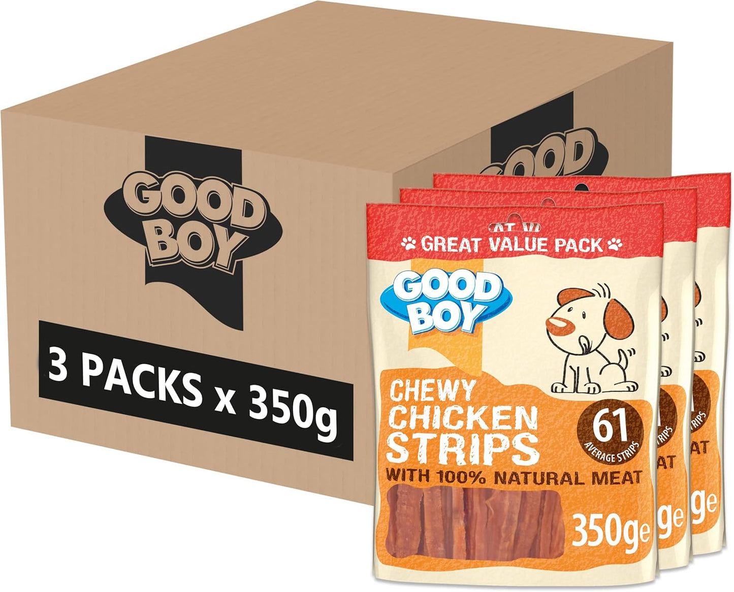 Good Boy Chewy Chicken Strips Value Pack 350g
