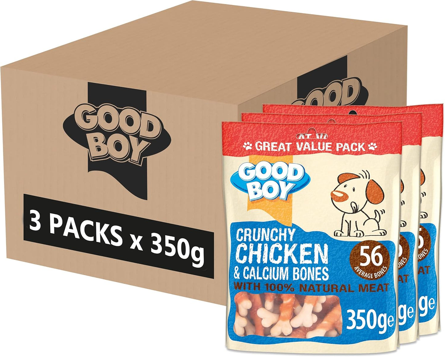 Good Boy Crunchy Chicken Calcium Bones Value Pack 350g