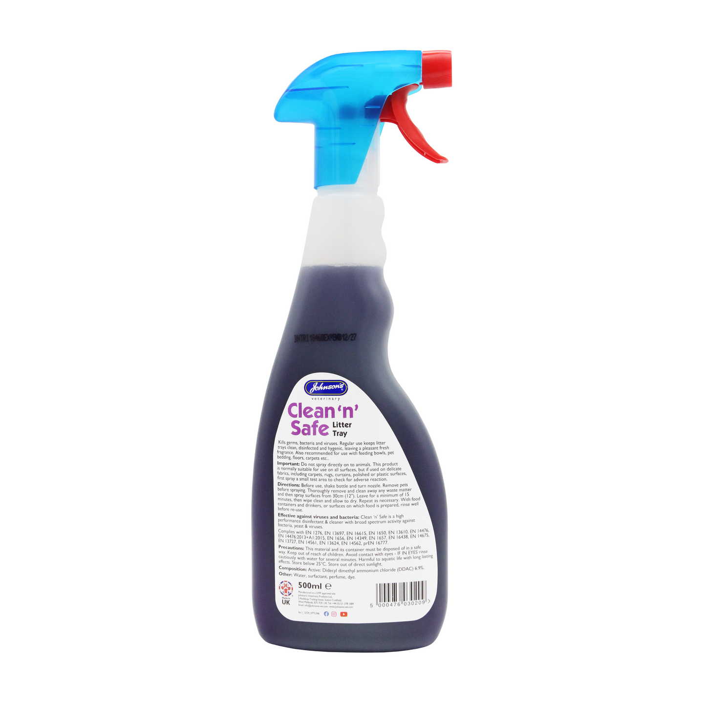 Johnson's Veterinary Clean & Safe Litter Tray 500ml