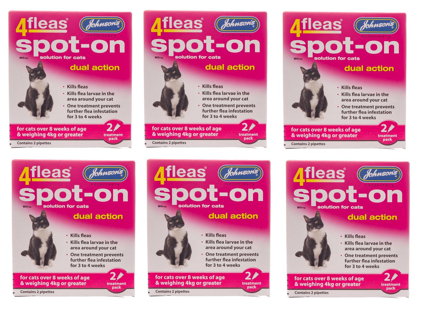 Johnson's Veterinary 4fleas Spot On Dual Action Cats 4kg+