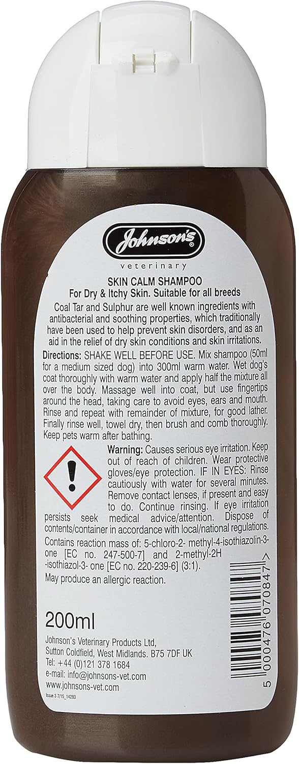 Johnsons Skin Calm Dog Shampoo 200ml – For Dry & Itchy Skin Relief