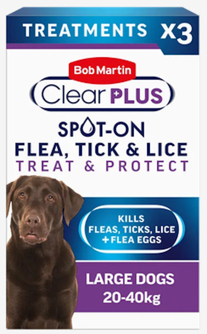 Bob Martin Clear Plus Spot On Large Dogs 20-40kg 3 Pipettes